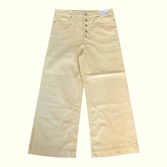 SAM EDELMAN Codie High Rise Wide Leg Cropped Jean Button Fly Ecru Size 12 NEW - Picture 1 of 7